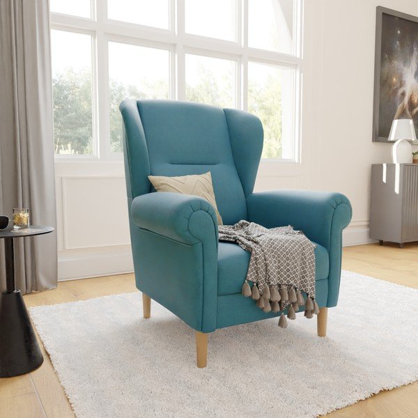 Turkio spalvos krėslas su atlošu Swan – Ropez-image-3