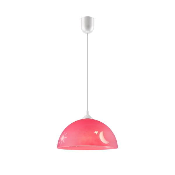 Vaikiškas šviestuvas rožinės spalvos ø 30 cm su stiklo gaubtu Day & Night – LAMKUR