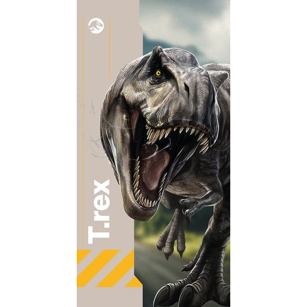 Pilkos spalvos iš medvilnės vaikiškas rankšluostis 70x140 cm Jurassic World "Rebirth" – Jerry Fabrics