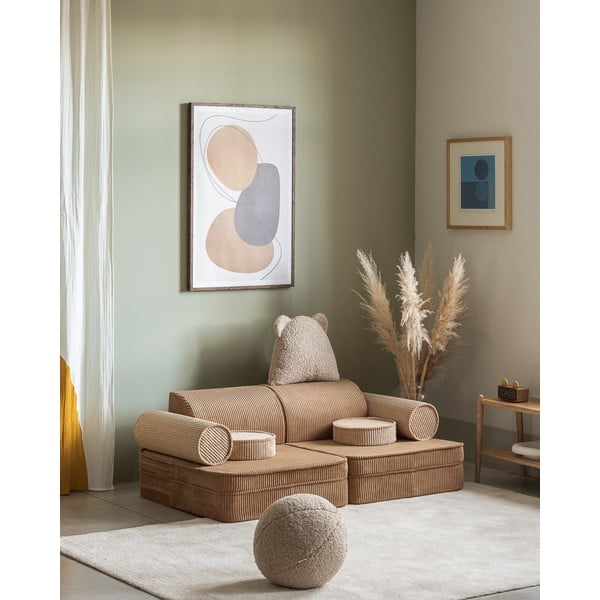 Rudos spalvos iš kordinio velveto vaikiška sofa 132 cm Settee – Wigiwama-image-4