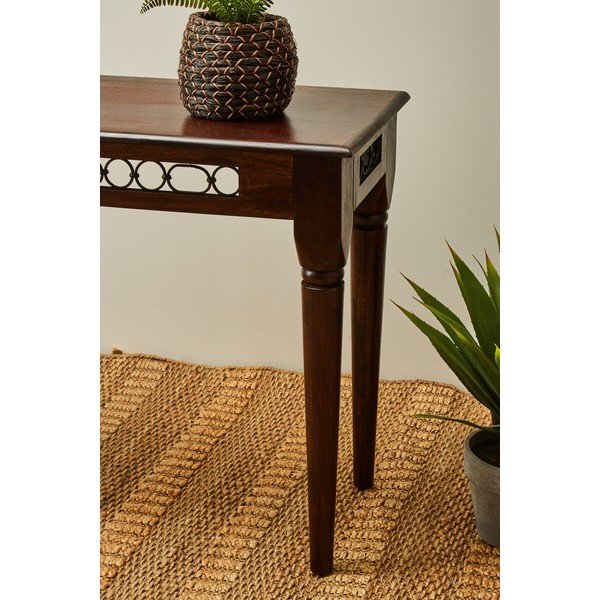 Tamsios natūralios spalvos iš raudonmedžio masyvo konsolinis staliukas 45x120 cm Srina – Premier Housewares-image-4
