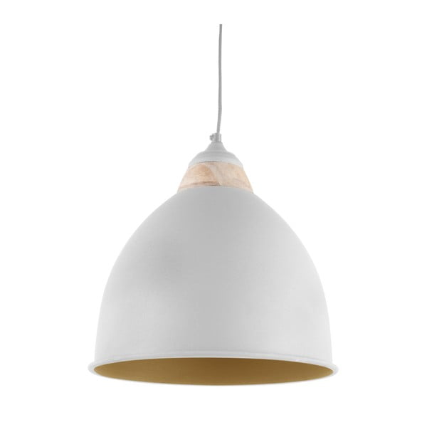 Baltas pakabinamas šviestuvas su medinėmis detalėmis "Leitmotiv Farm", ⌀ 30 cm