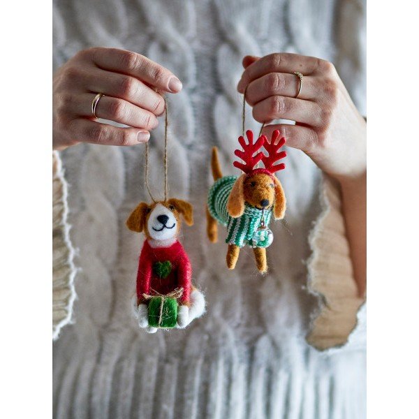 Iš tekstilės eglutės papuošimai 2 vnt. 12 cm Monty – Bloomingville-image-1