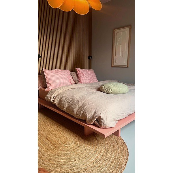 Iš pušies masyvo dvigulė lova šviesiai rožinės spalvos su lovos grotelėmis 180x200 cm Japan – Karup Design-image-4