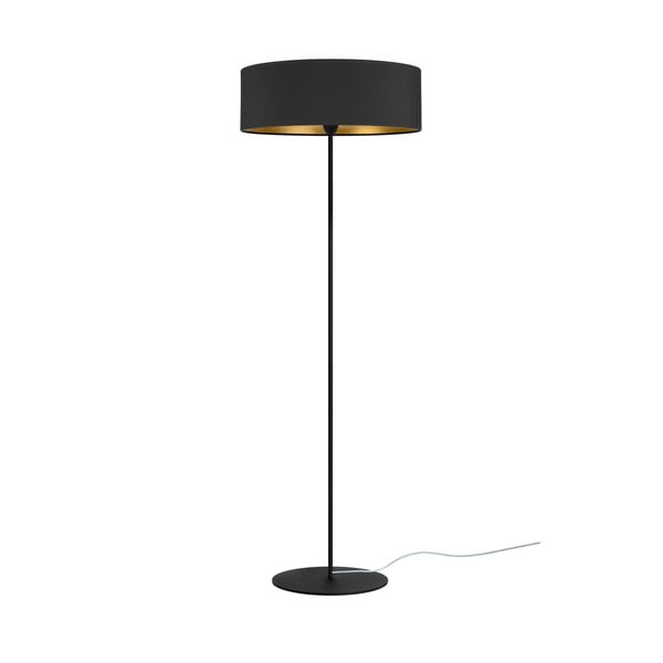 Juodas grindų šviestuvas su aukso spalvos detalėmis Sotto Luce Tres XL, ⌀ 45 cm