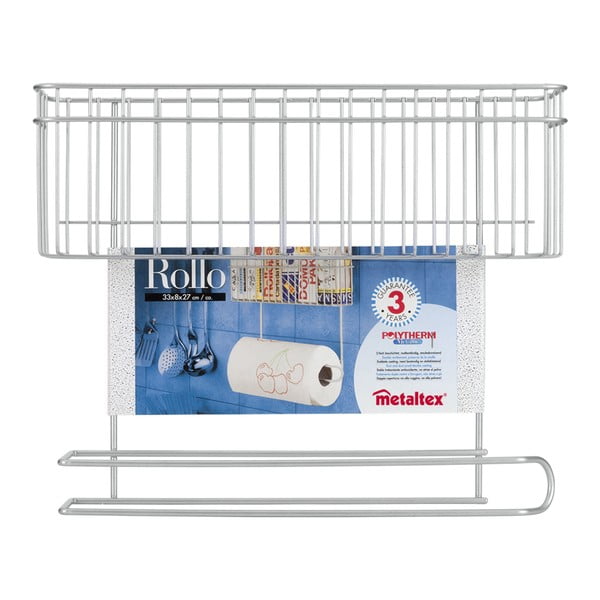 Sieninis laikiklis su lentyna ir popierinių rankšluosčių dozatoriumi Metaltex Rollo-image-2