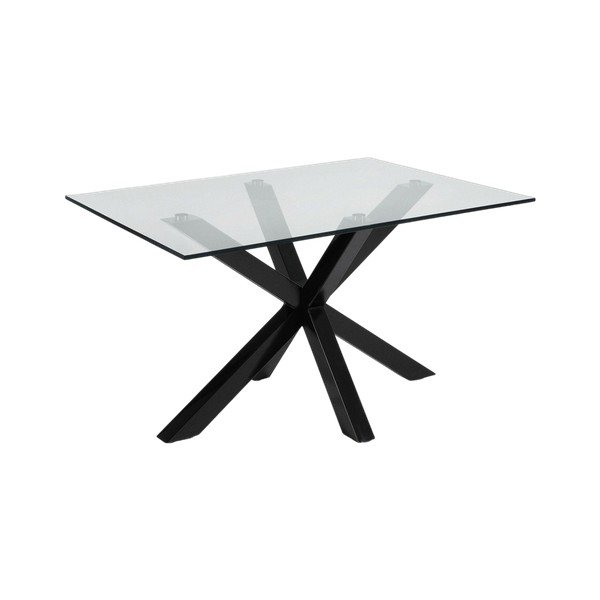 Juodos spalvos kavos staliukas su stikliniu stalviršiu 70x130 cm Argo – Kave Home-image-4