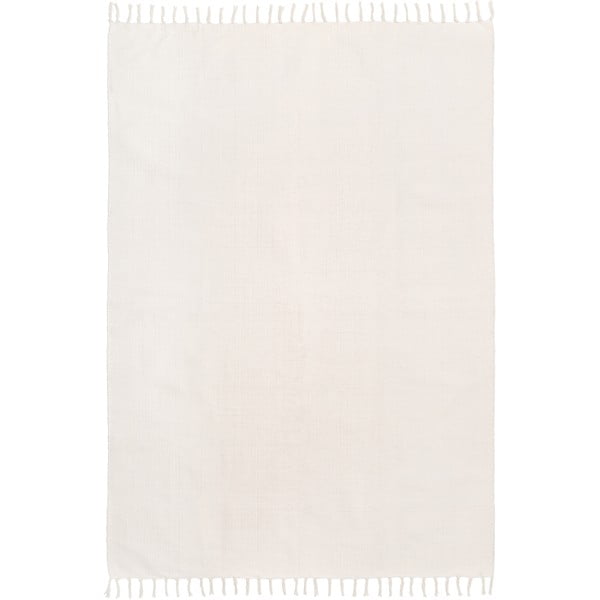 Baltas rankomis austas medvilninis kilimėlis Westwing Collection Agneta, 70 x 140 cm