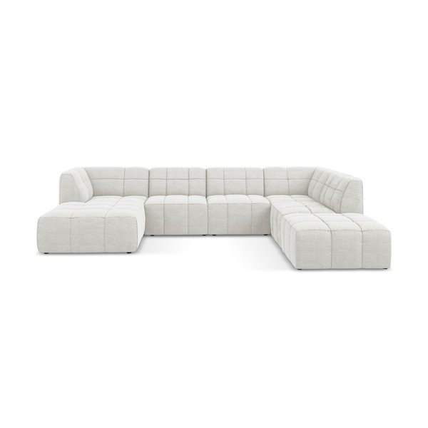 Baltos spalvos kampinė sofa iš boucle („U“ formos) Aloha – Makamii