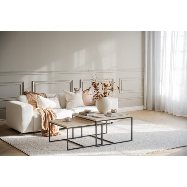 Kavos staliukas natūralios spalvos su ąžuolo masyvo stalviršiu ø 70 cm Deerfield – Rowico-image-4