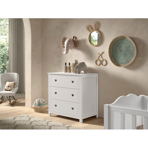 Baltos spalvos vaikiška šoninė spintelė 90x89x57 cm Amori – Vipack-image-1