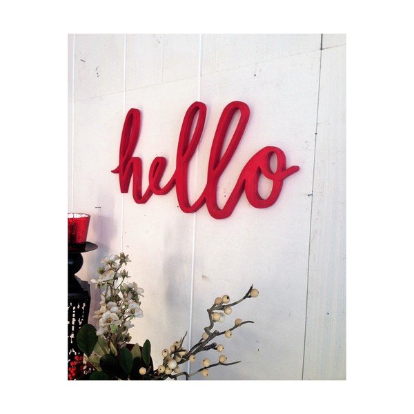 Raudona sieninė dekoracija Hello-image-1