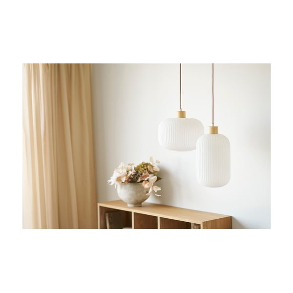 Baltos spalvos kabantis šviestuvas ø 20 cm su stiklo gaubtu Argalo – House Nordic-image-3