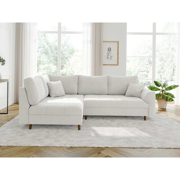 Baltos spalvos iš boucle kampinė sofa (su kairiuoju kampu/„L“ formos) Ariella – Ropez-image-1