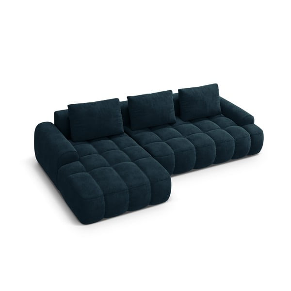 Smaragdinės spalvos iš velveto sulankstoma/su sandėliavimo vieta kampinė sofa (su kairiuoju kampu/su gultu) Linz – Cosmopolitan Design-image-3