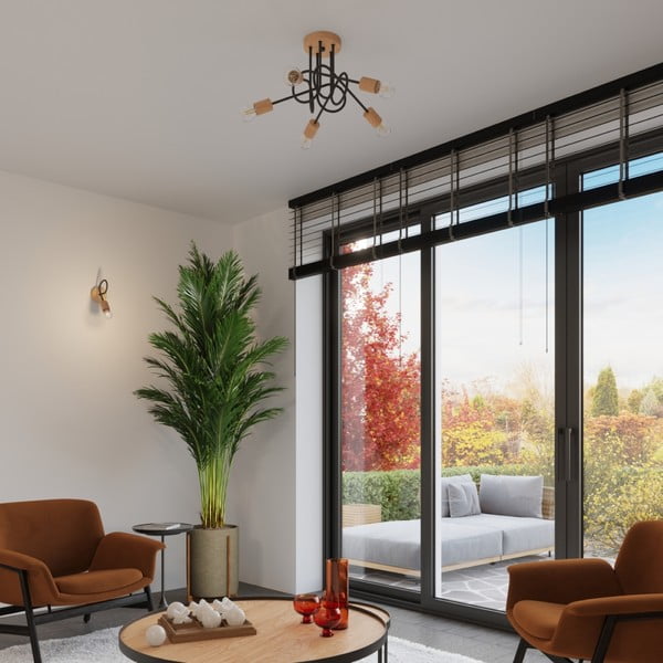 Lubinis šviestuvas juodos spalvos/natūralios spalvos 15x61 cm Tumber – Sollux-image-3