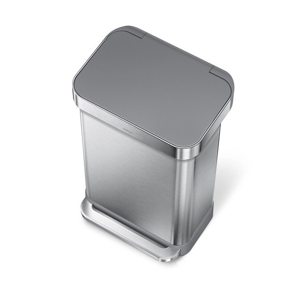Sidabrinės spalvos iš plieno šiukšliadėžė su pedalu 45 l – simplehuman-image-1