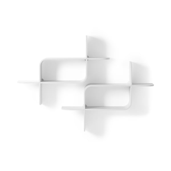 Iš kaučiukmedžio masyvo kelių aukštų sieninė lentyna baltos spalvos 62 cm Montage – Umbra-image-3