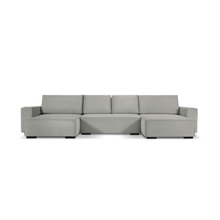 Šviesiai pilka aksominė U formos sofa-lova Mazzini Sofas Azalea