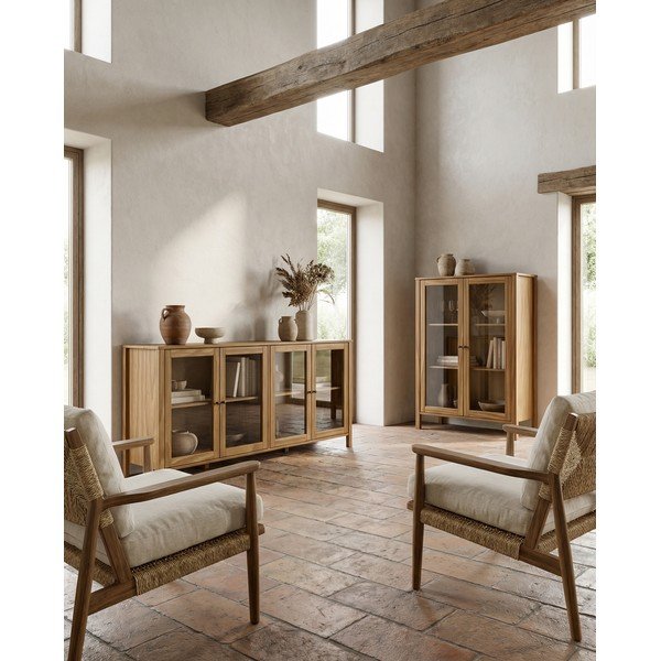 Natūralios spalvos iš pušies masyvo vitrina 90x120x40 cm Alessandra – Marckeric-image-4