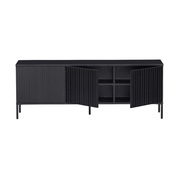 Juodos spalvos iš pušies masyvo TV spintelė 150x56x44 cm Gravure – WOOOD-image-3