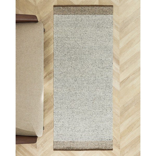 Apverčiamas/rankų darbo smėlio spalvos iš vilnos kilimas 80x200 cm Nifelia – Kave Home-image-1
