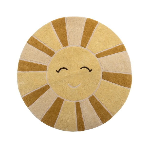 Smėlio spalvos/gintarinės spalvos iš vilnos vaikiškas kilimas ø110 cm Sun – Bloomingville Mini