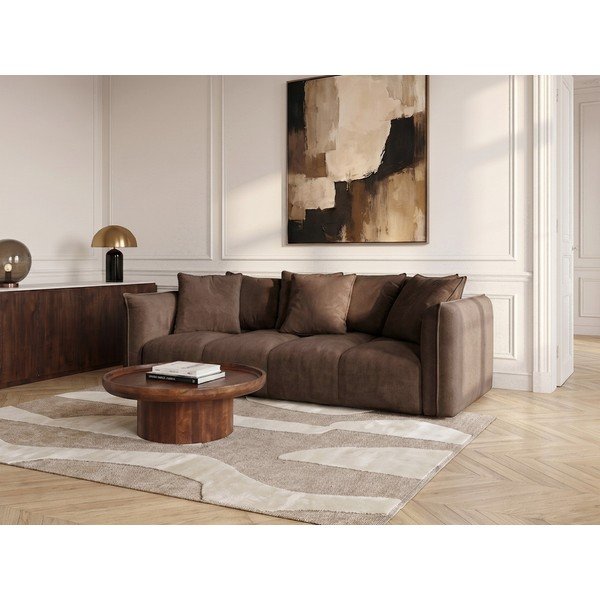 Rudos spalvos sofa iš šenilinio audinio Harlem – Bobochic Paris-image-1