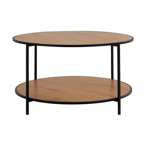 Apvalios formos kavos staliukas natūralios spalvos su ąžuolo dekoro stalviršiu ø 80 cm Vita – House Nordic-image-2