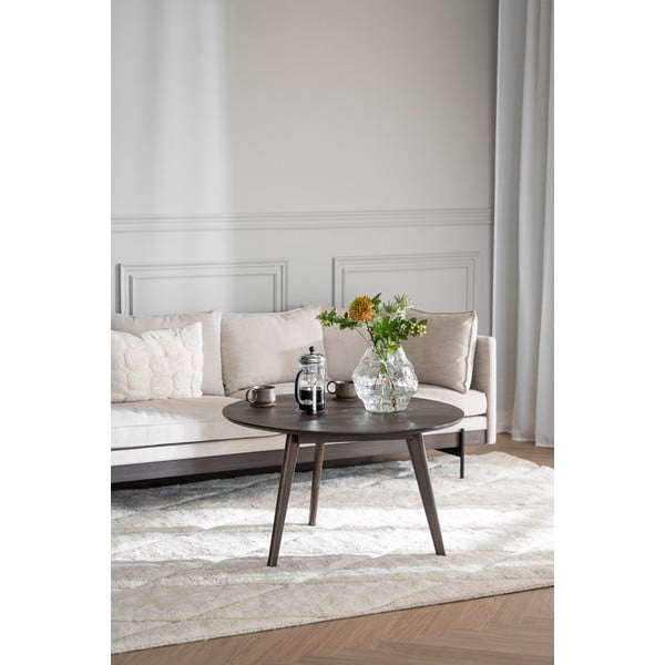 Kavos staliukas tamsiai rudos spalvos iš ąžuolo ø 90 cm Yumi – Rowico-image-2