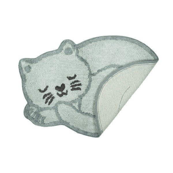 Šviesiai mėlynos spalvos iš medvilnės vaikiškas kilimas 43x60 cm Sleeping Cat – Sass & Belle-image-1