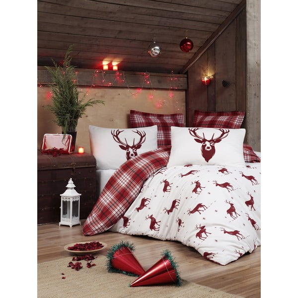 Medvilninio mišinio patalynė dvigulei lovai Mijolnir Geyik Claret Red, 200 x 220 cm