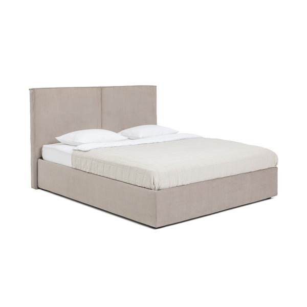 Taupe spalvos dvigulė lova audiniu dengta su sandėliavimo vieta su grotelėmis 160x200 cm Thessa Bold – Bonami Selection