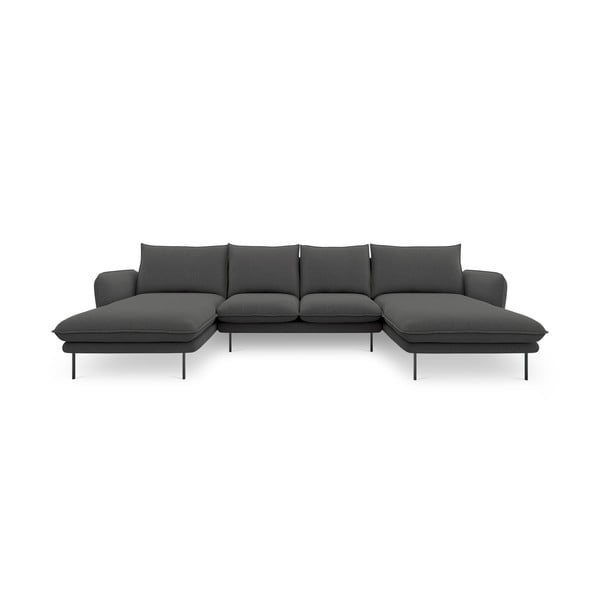 Tamsiai pilka U formos sofa Cosmopolitan Design Vienna