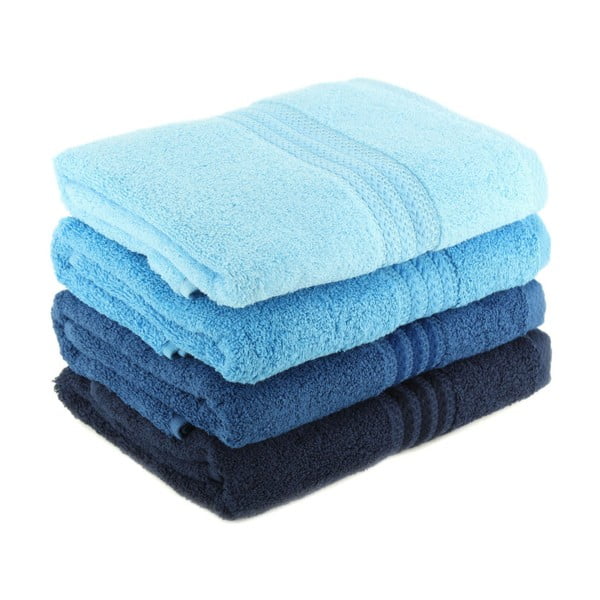 4 mėlynų medvilninių rankšluosčių rinkinys Foutastic Sky, 70 x 140 cm-image-1