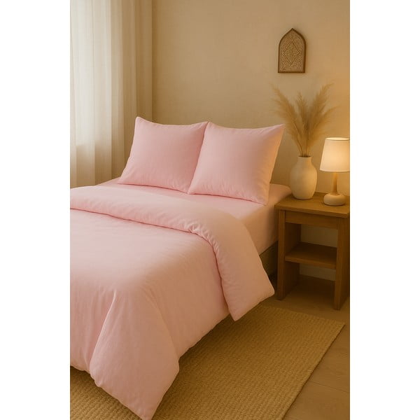 Rožinės spalvos dvigulė/itin ilga patalynė su paklode/4 dalių 200x220 cm Classic – Mila Home-image-1
