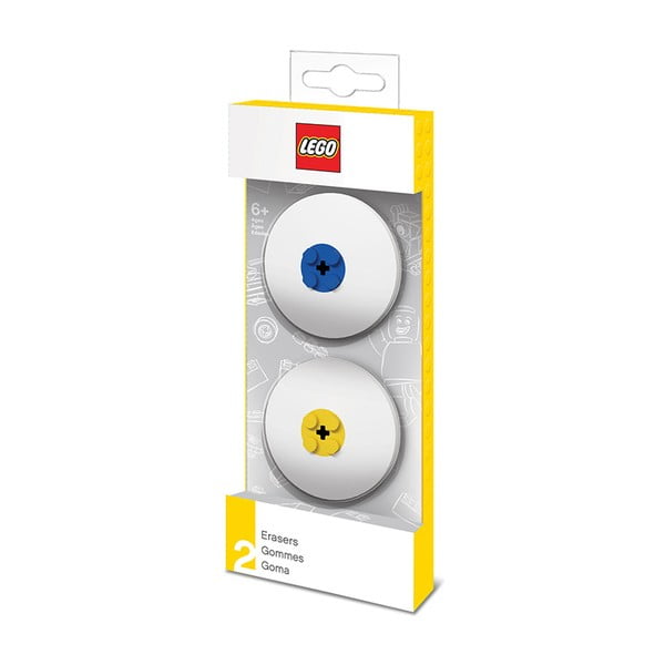 2 LEGO® mėlynos ir geltonos spalvos trintukų rinkinys