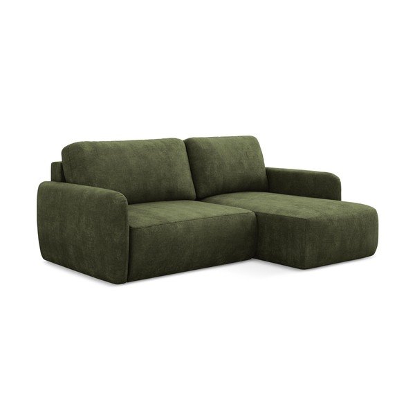 Žalios spalvos iš šenilinio audinio sulankstoma/su sandėliavimo vieta kampinė sofa (su dešiniuoju kampu/su gultu) Lilo – Makamii-image-3