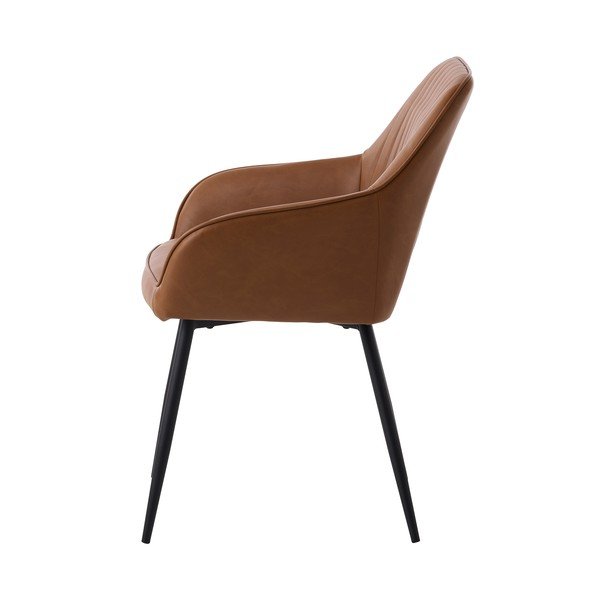 Rudos spalvos iš audinio valgomojo kėdžių komplektas su porankiais 2 vnt. Nolan Stripe – Unique Furniture-image-3