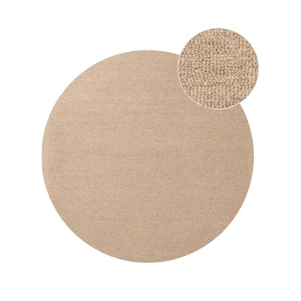 Rankų darbo natūralios spalvos iš vilnos apvalios formos kilimas ø 160 cm Puristic Knots – Elle Decoration