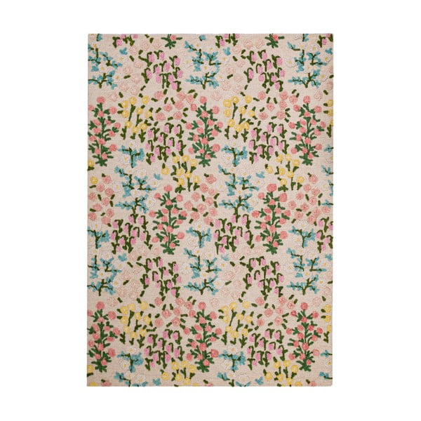 Rankų darbo kreminės spalvos iš vilnos kilimas 200x290 cm Emilia Floral – Flair Rugs