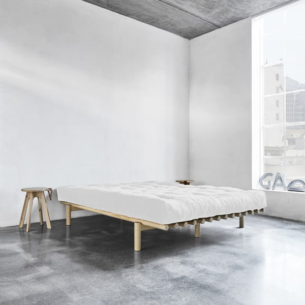 Pušies medienos dvigulė lova su čiužiniu Karup Design Pace Double Latex Natural Clear/Natural, 180 x 200 cm-image-4