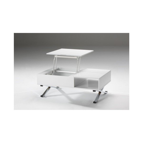 Baltas žurnalinis staliukas su ištraukiamu stalviršiu "Marckeric Manila-image-2