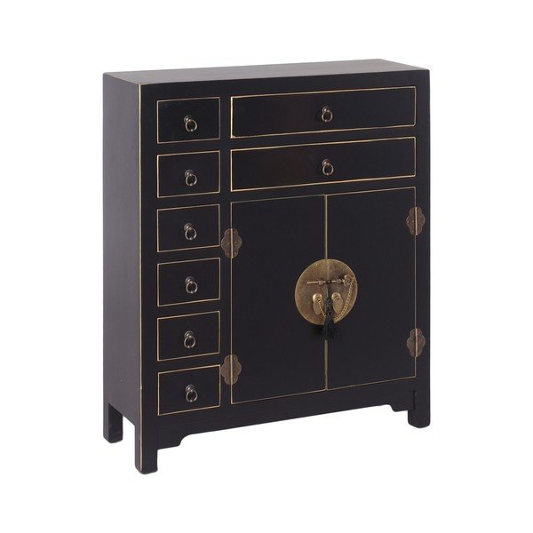 Aukšta šoninė spintelė juodos spalvos 73x90 cm Oriente – Ixia