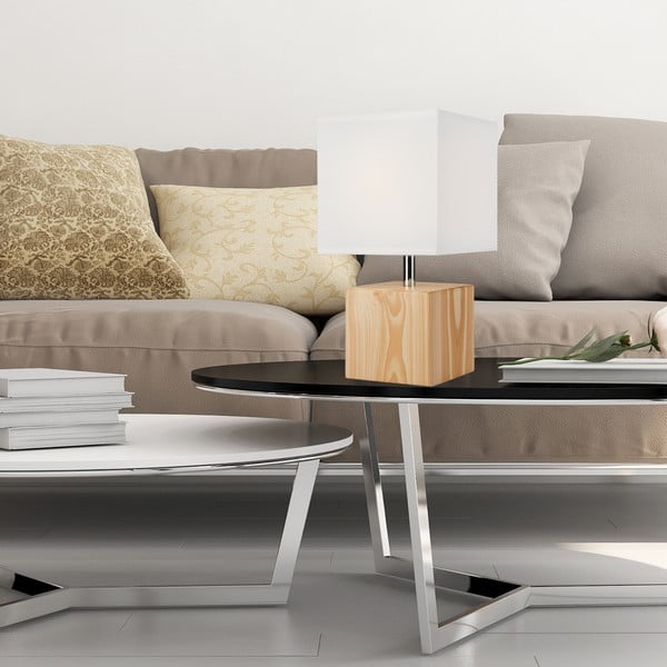 Stalinis šviestuvas šviesiai rudos spalvos (aukštis 29,5 cm) su tekstiliniu gaubtu Natura – LAMKUR-image-2