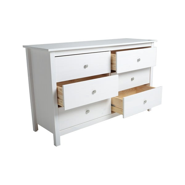 Iš pušies masyvo žema šoninė spintelė baltos spalvos 130x80 cm Berna – Marckeric-image-2