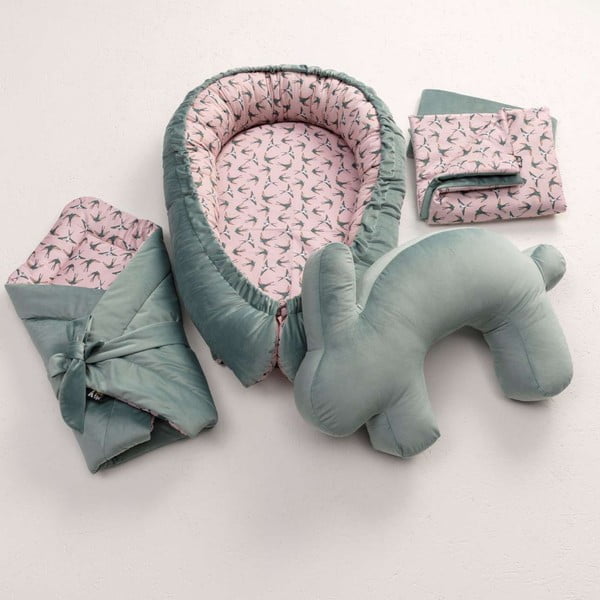 Mėtų spalvos slaugos pagalvė Velvet Bunny - Yellow Tipi-image-1