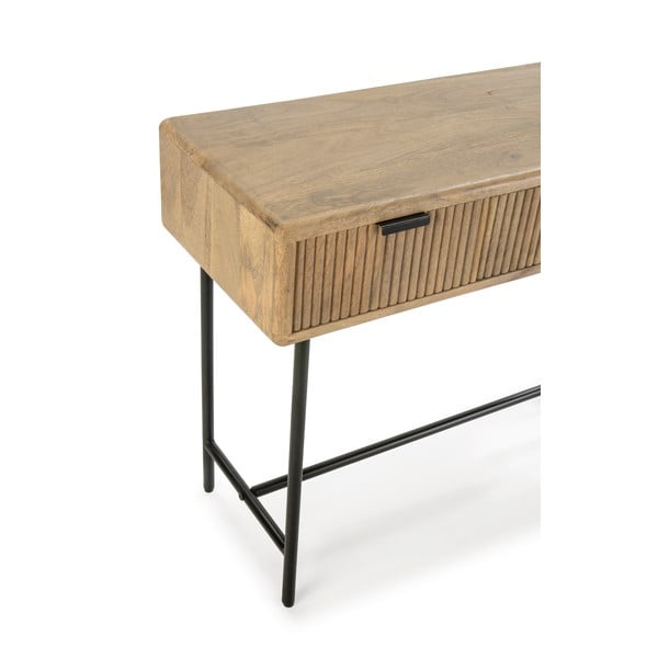 Natūralios spalvos iš mango masyvo konsolinis staliukas 38x100 cm Mundra – MOME-image-3