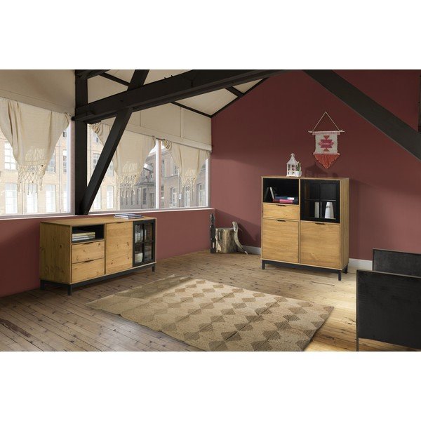 Ruda-juoda pušies masyvo komoda "Marckeric Denise", aukštis 120 cm-image-1