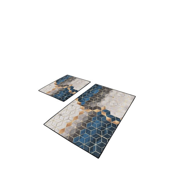 Vonios kilimėliai mėlynos ir pilkos spalvos 2 vnt. 60x100 cm Optic – Mila Home
